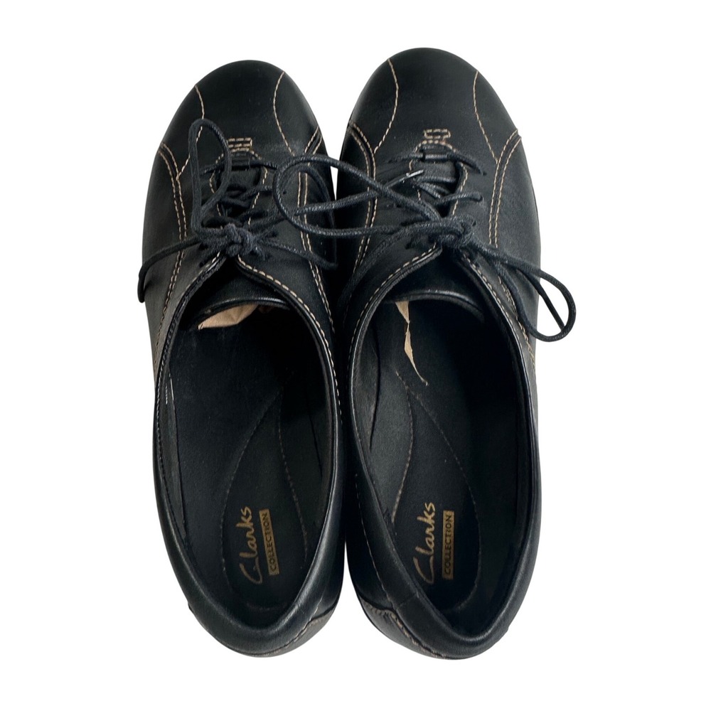 Clarks Collection Black Leather Lace Up Comfort Shoes Women's 9M boho casual - Picture 5 of 8
